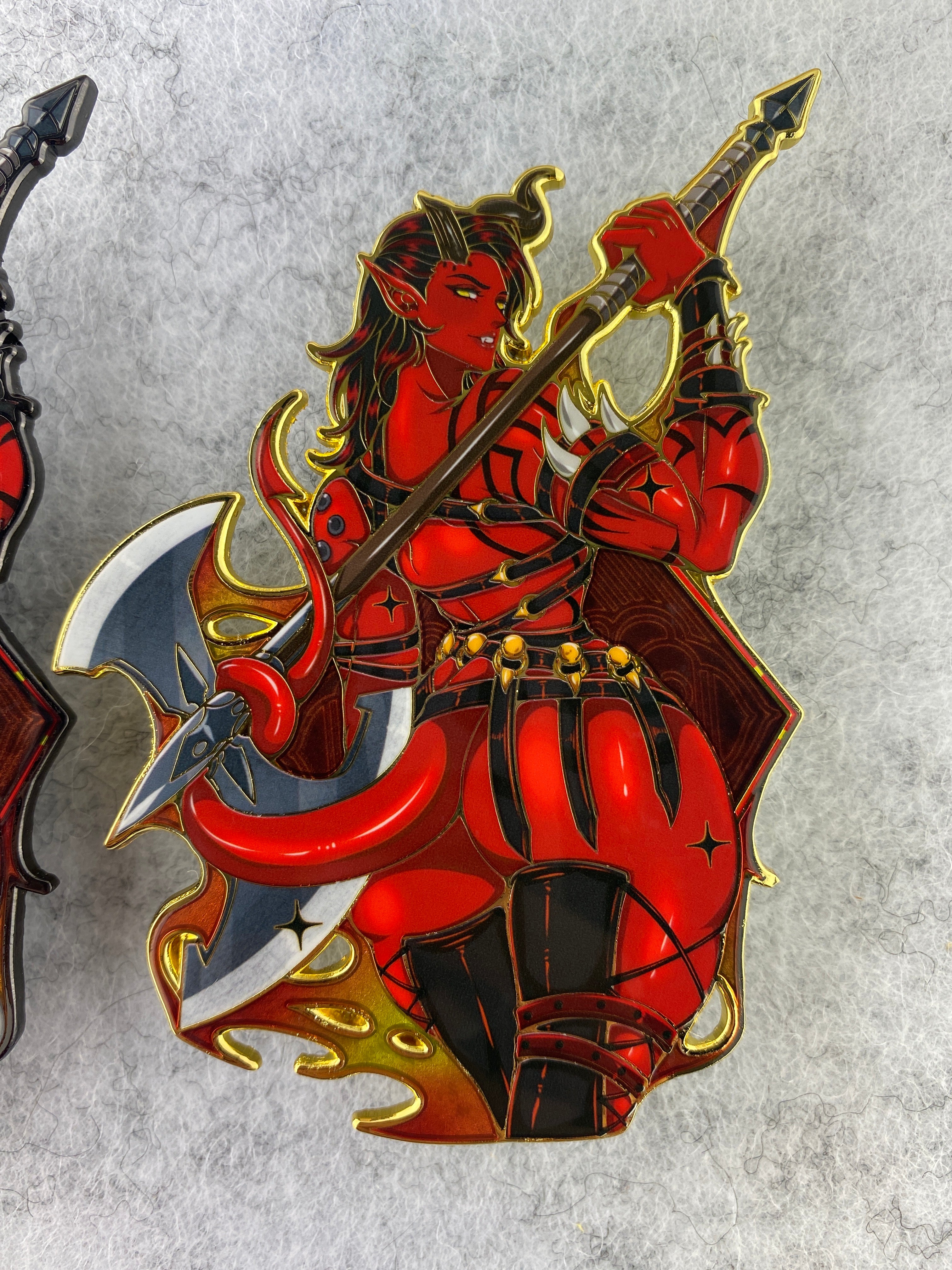 Red Demon Ax Barbarian Pin 467