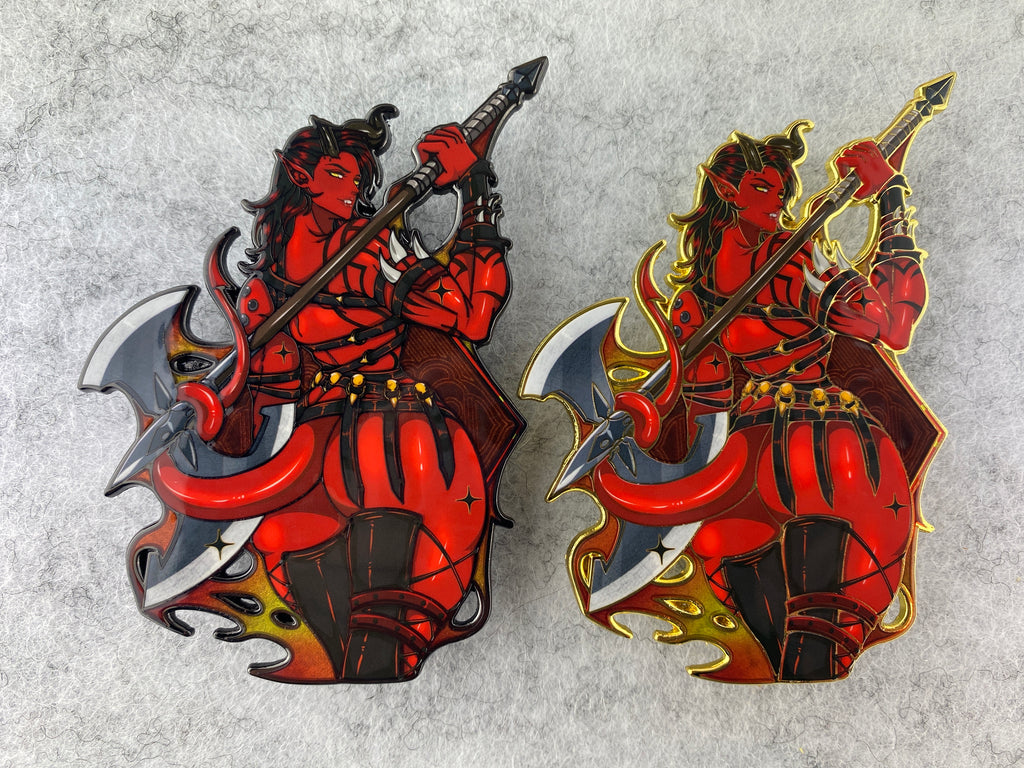 Red Demon Ax Barbarian Pin 467
