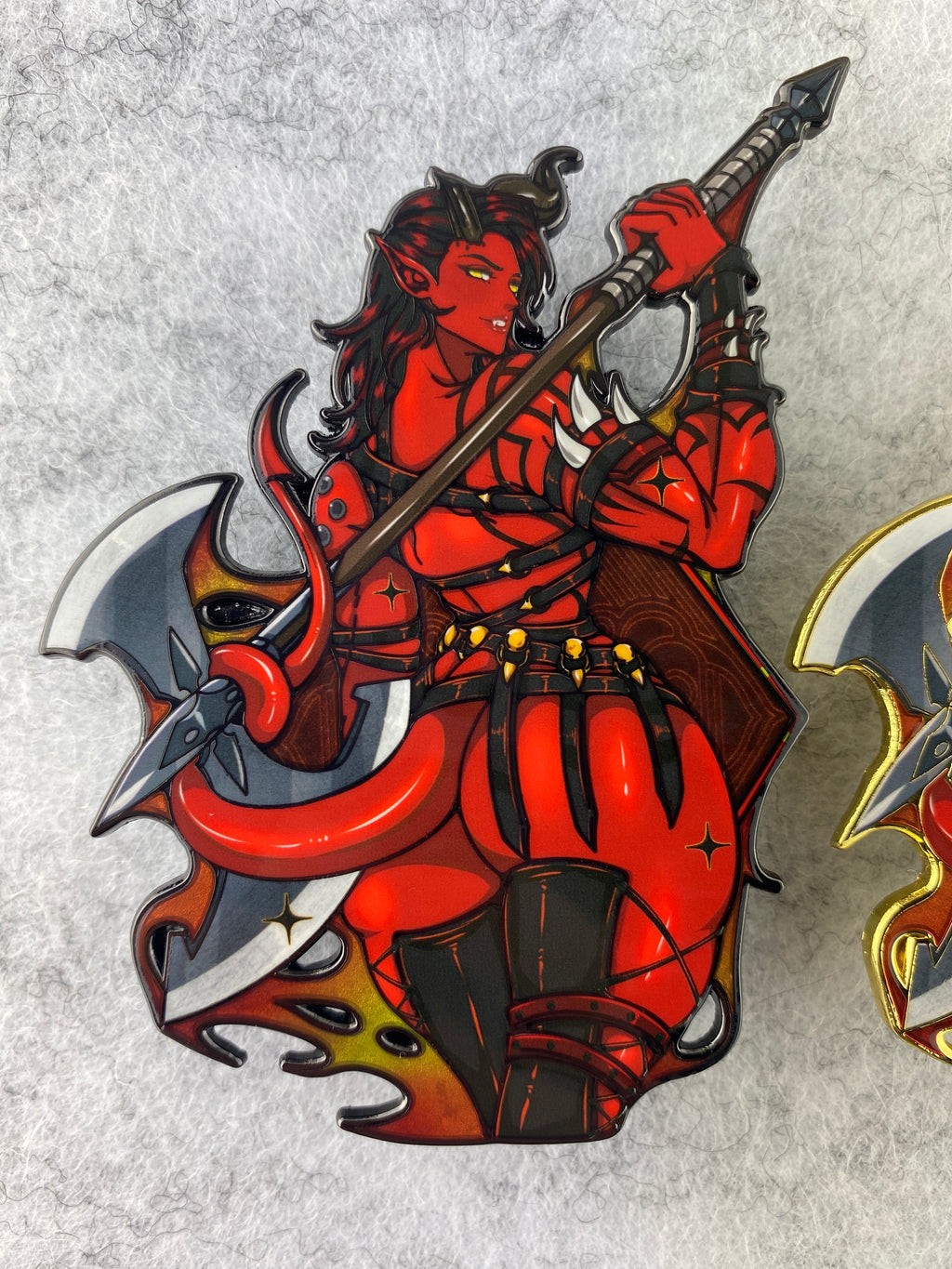 Red Demon Ax Barbarian Pin 467