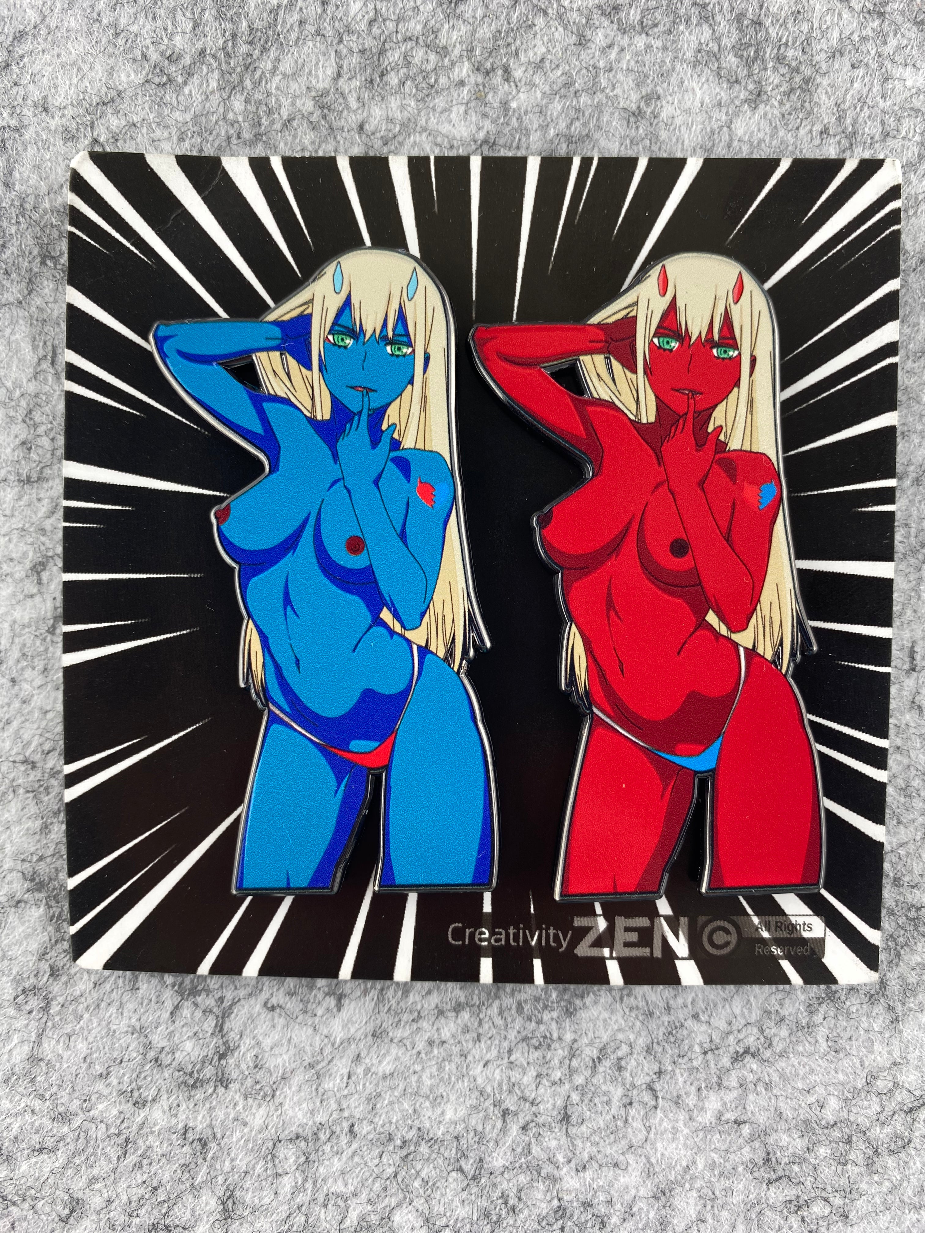 Darling in the Franxx Zero Two CODE 002 02 Lewd Anime Enamel Pin Set
